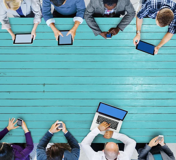 Conceito de tecnologia de conexão de equipe de negócios — Fotografia de Stock