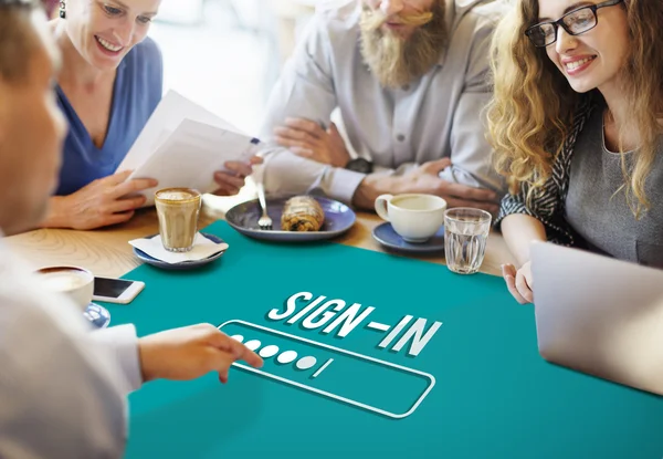 Persone che discutono di Sign-In — Foto Stock