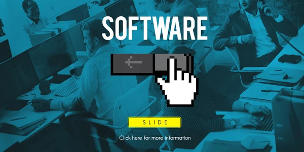 Personas que trabajan y concepto de software —  Fotos de Stock