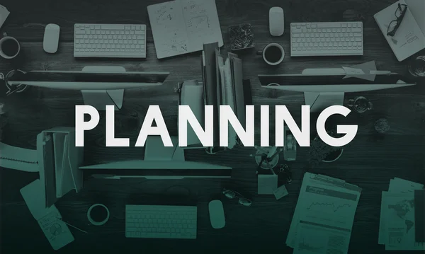 Hedendaagse Bureau en Planning Concept — Stockfoto