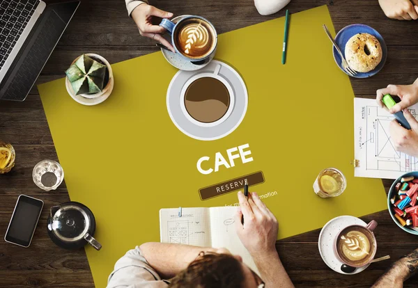 Tabell med affisch med Cafe — Stockfoto