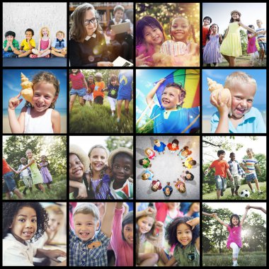 Çeşitli çocuklarla kolaj