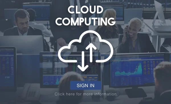Pessoas de negócios trabalhando e computação em nuvem — Fotografia de Stock
