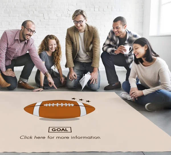 Designers working with poster and ball — Stock Photo, Image