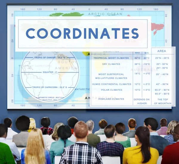 People at seminar and Coordinates Concept — Stock Photo, Image