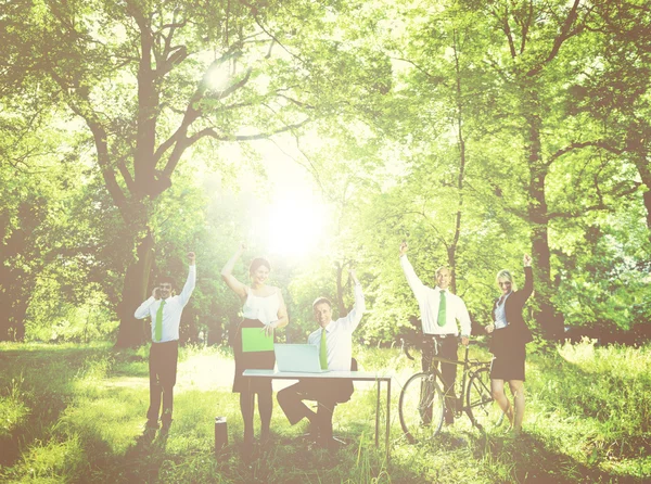 Group of office workers outdoors — Stock Photo, Image