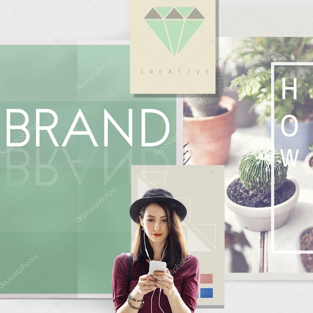 Portrait of woman  with smartphone,Brand Concept