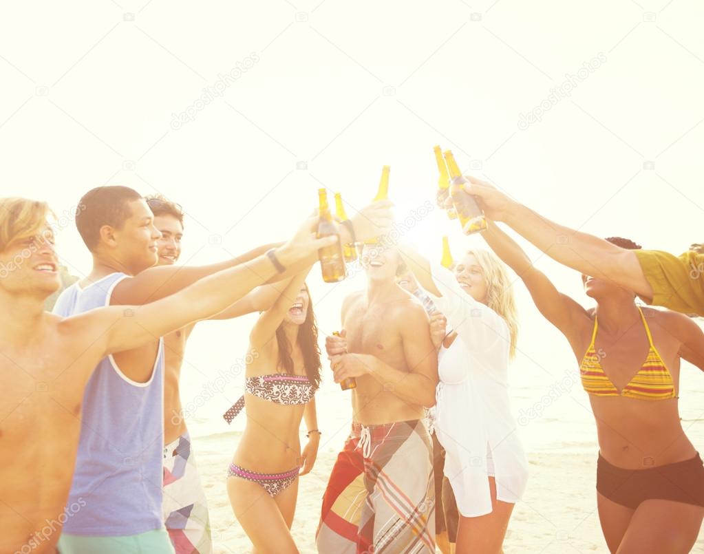 friends on Summer Beach party