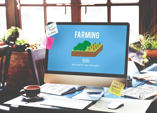 농업 및 기술, 컴퓨터 화면 — 스톡 사진