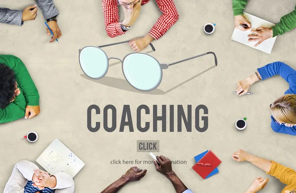 Business People Indicazione sul concetto di Coaching — Foto Stock