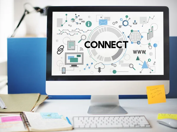 Connetti il concetto di Social Media Networking online — Foto Stock