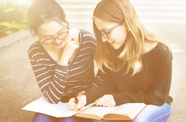 Chicas estudiando juntas —  Fotos de Stock