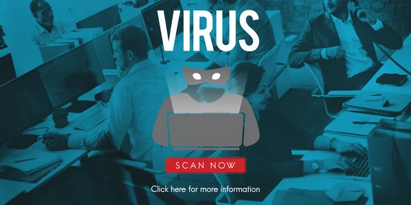 Personnes travaillant et concept de virus — Photo