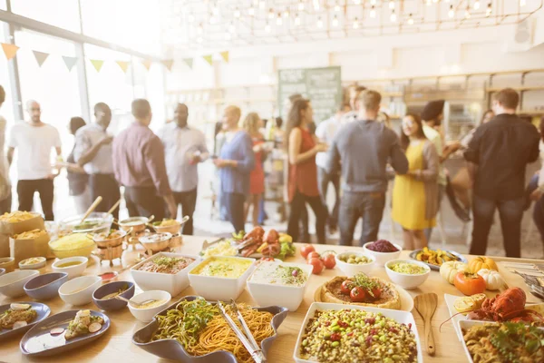 People enjoying food