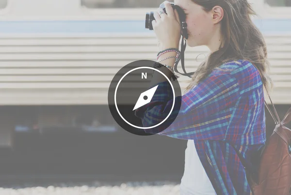 Girl making photos, inspire concept — Stock Photo, Image