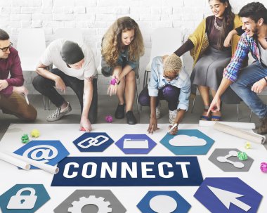 Kattaki insanlar çizim afiş