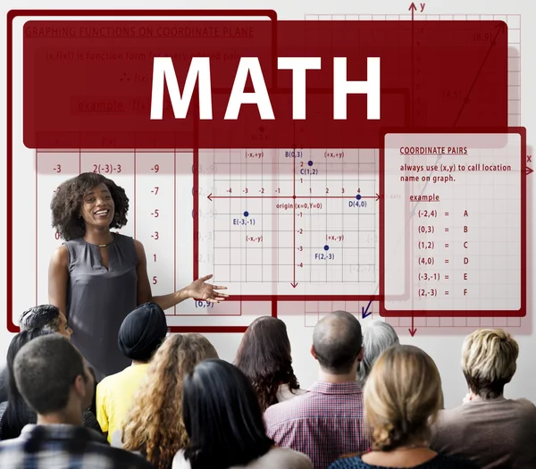 Mensen bij seminar met wiskunde — Stockfoto