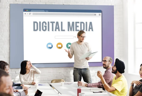 A digitális média üzleti találkozó — Stock Fotó