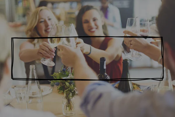 Happy women Toasting with wine glasses — Stock Photo, Image