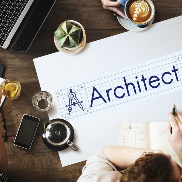 Tabel met poster met Architect. — Stockfoto