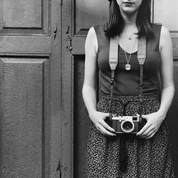Photographer girl with Camera — Stock Photo, Image