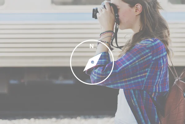 Girl making photos, inspire concept — Stock Photo, Image