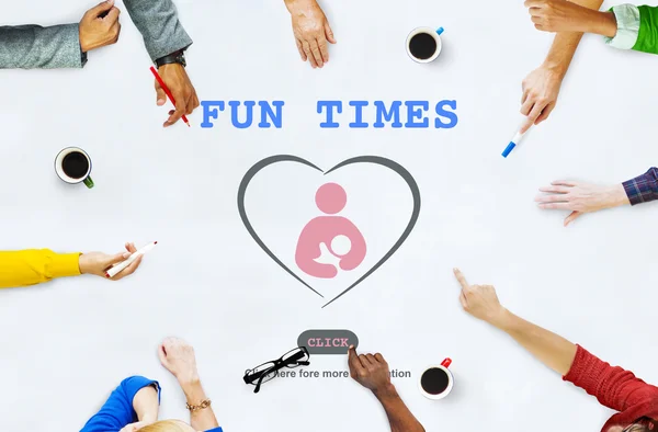 Business People Pointing on Fun Times — Stok Foto