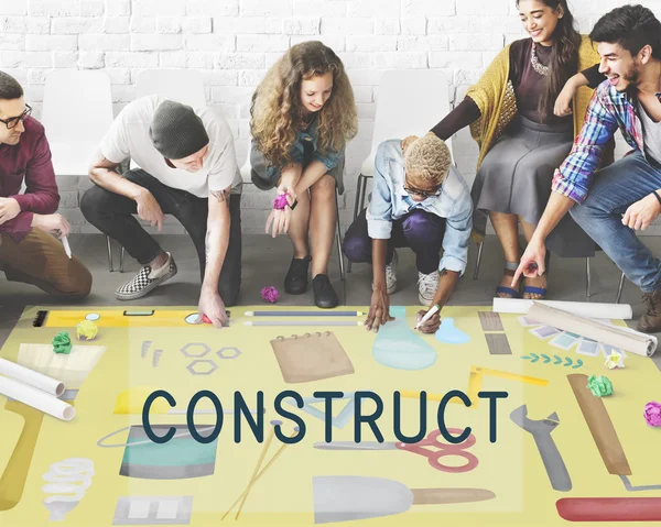 People drawing banner on floor — Stock Photo, Image