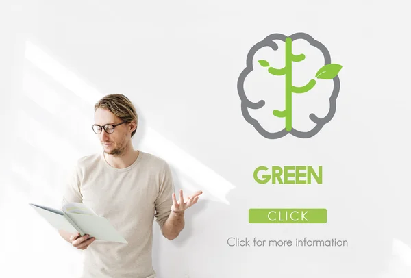 Zakenman werken met groen — Stockfoto