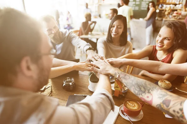 Happy Friends shaking hands — Stock Photo, Image