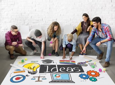 Kattaki insanlar çizim afiş 