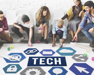 Kattaki insanlar çizim afiş 