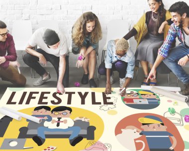 Kattaki insanlar çizim afiş 