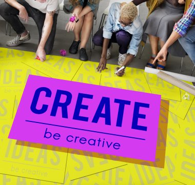 Kattaki insanlar çizim afiş 