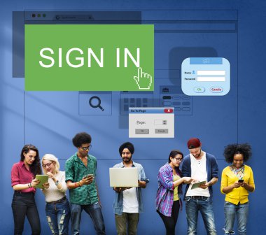 çeşitlilik grup dijital cihazlar kullanarak insan