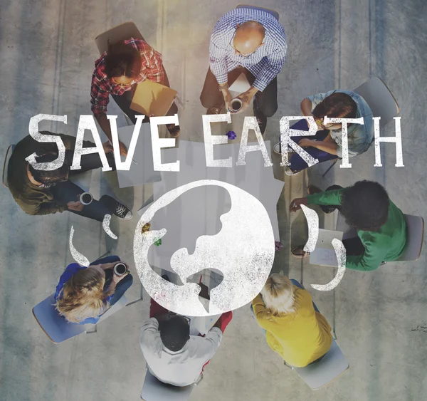 La gente hablando de salvar la Tierra — Foto de Stock