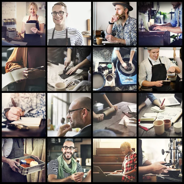 Persone con Hobby in collage — Foto Stock