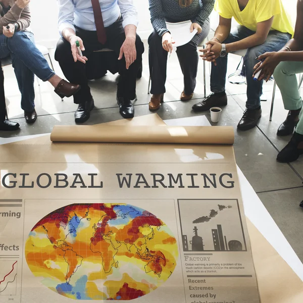 Persone su poster con il riscaldamento globale — Foto Stock