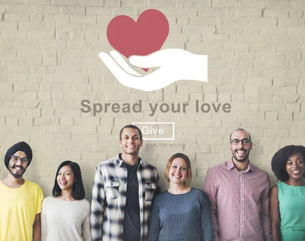 Diversity people stands near wall — Stock Photo, Image