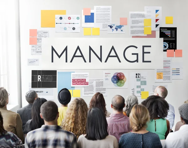 People at seminar with manage — Stock Photo, Image