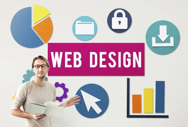 Biznesmen z Web Design — Zdjęcie stockowe