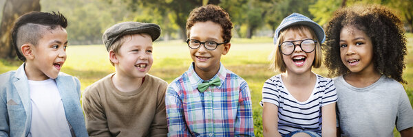 Happy kids playing in park