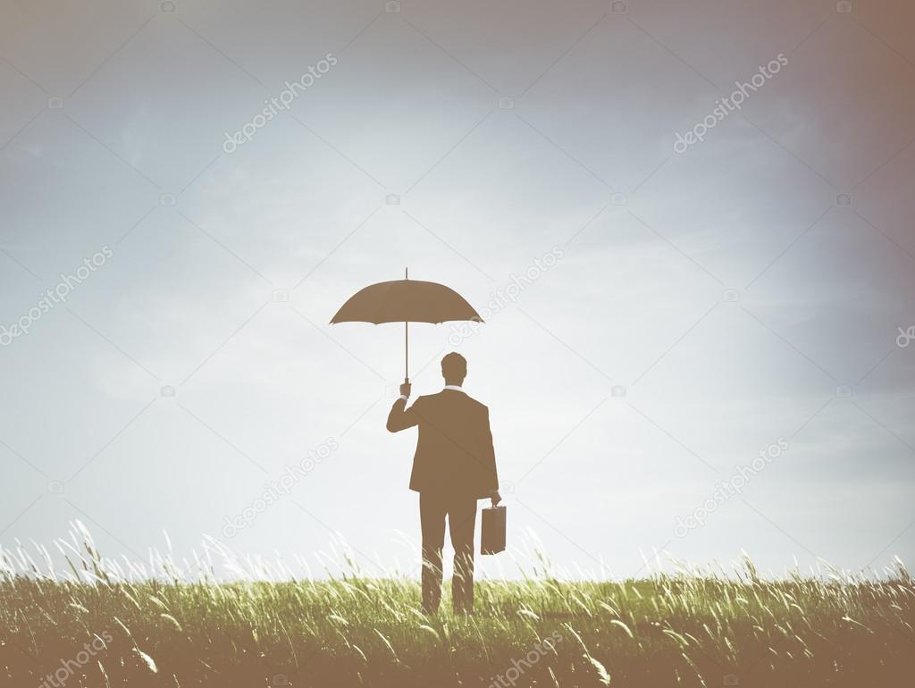 Business man in suit holding umbrella — Stock Photo © Rawpixel 112653800