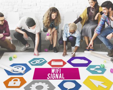 Kattaki insanlar çizim afiş 