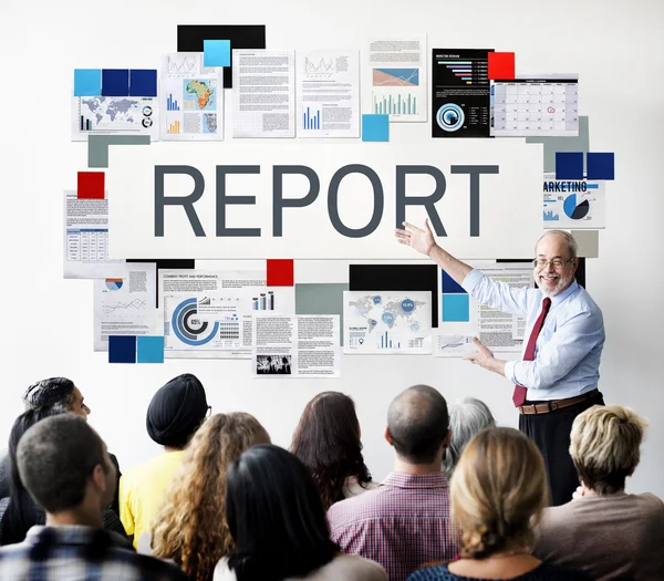 People at seminar with report — Stock Photo, Image