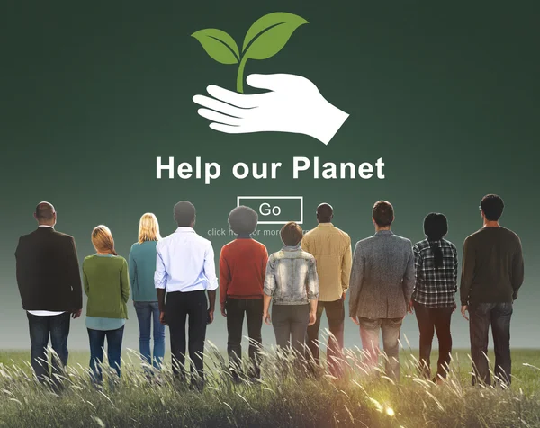 Pessoas multiétnicas e ajudar o nosso planeta — Fotografia de Stock