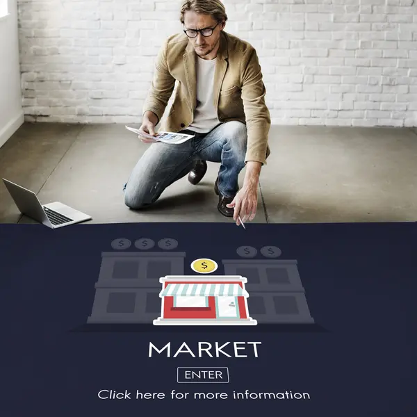 Businessman working with market — Stock Photo, Image