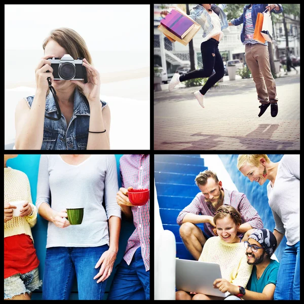 Collage samling olika personer — Stockfoto
