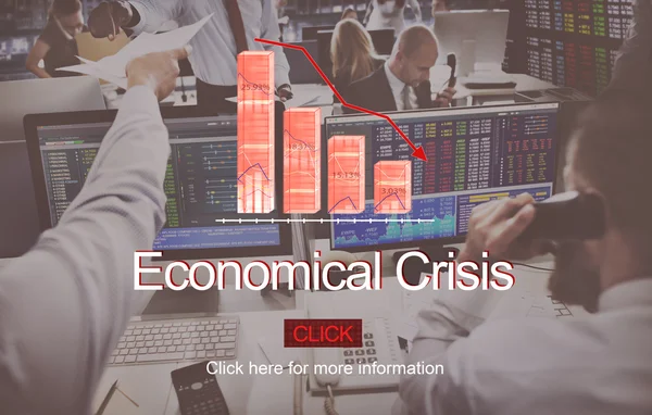 Mensen uit het bedrijfsleven werken en economische Crisis — Stockfoto