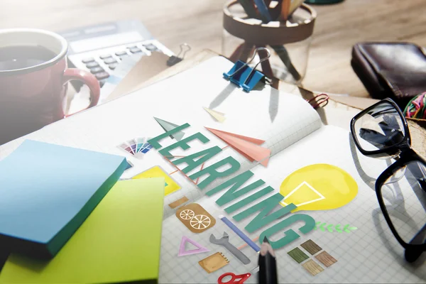 Office tools on wooden table — Stock Photo, Image